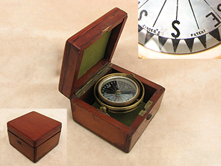 Christmas 1917 Brunton Old London Compass and Brown Wooden Case Box Nautical 