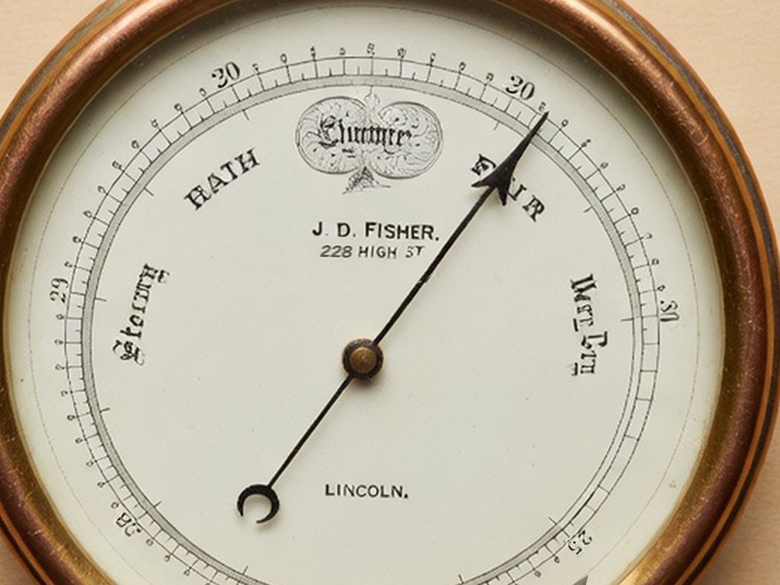 19th century brass cased aneroid barometer