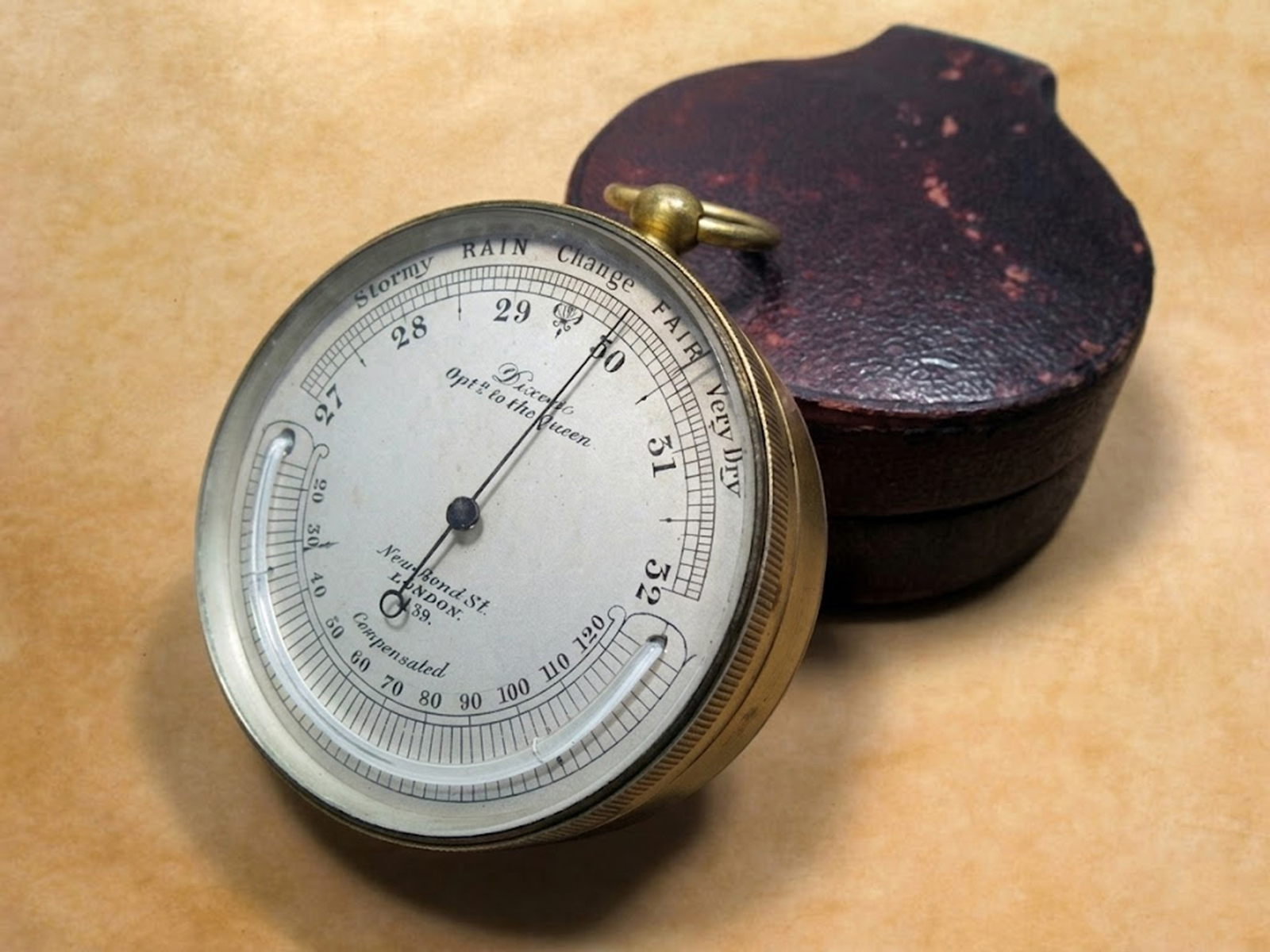 19th century pocket barometer & thermometer by Dixey London