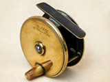 3" brass plate wind fishing reel signed A & NCSL