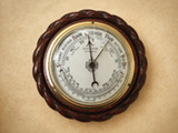 Antique barometer with curved thermometer circa 1885