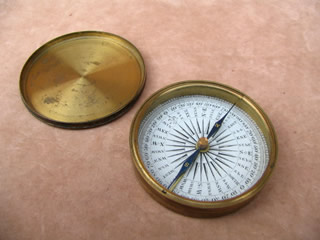 Mid 19th century brass cased pocket compass