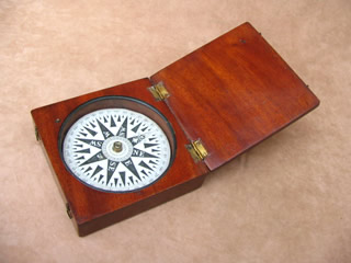 Victorian mahogany cased compass 5 inch square