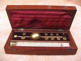 Antique sikes hydrometer set in mahogany case