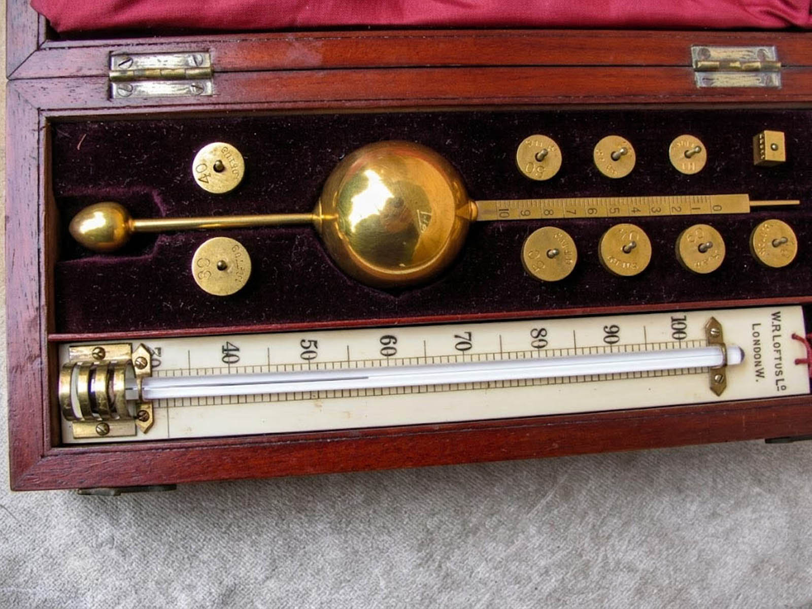 Sikes Hydrometer set by W R Loftus