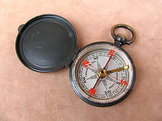 19th century brass pocket compass by Francis Barker