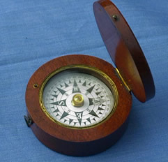 19th C Mahogany pocket compass