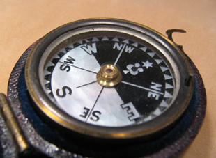 Victorian compass with MOP dial