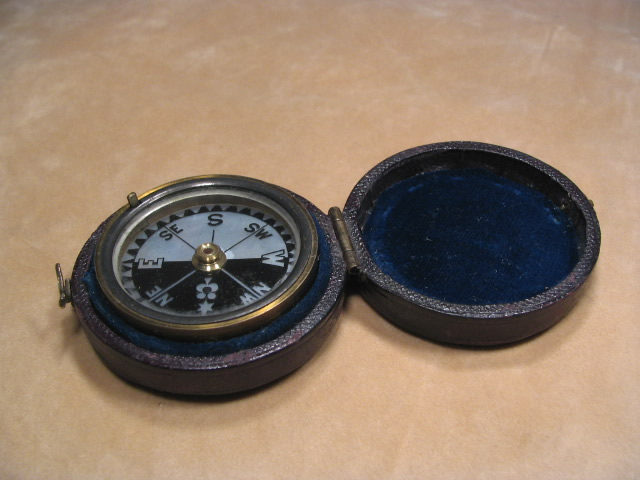 Victorian pocket compass with Mother of pearl dial