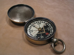 Military style brass cased pocket compass