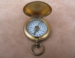 Gilded brass pocket compass