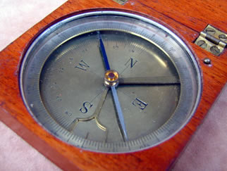 Mahogany cased pocket compass & clinometer