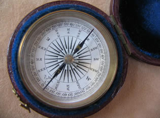 Close up view showing traditional compass rose