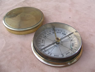Late 19th century brass cased pocket compass