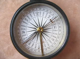 close up view of dial and cross bar needle